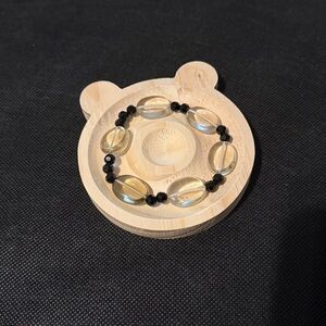 Beautiful natural stone smoky quartz bracelet with black faceted accent beads